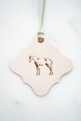 Set of 6 "A Good Horse – Standing" Foil Stamped Gift Tags in Lavender and Cream