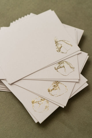 Mixed "Fancy Ponies" Foil Stamped Correspondence Cards in Cream & Gold