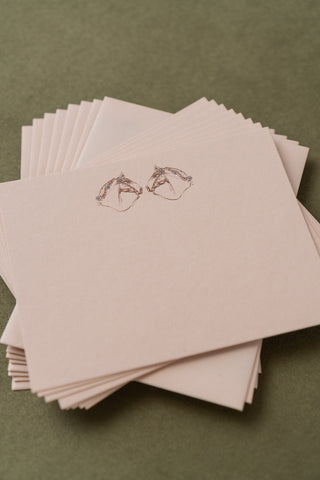 "Fancy Ponies" Foil Stamped Correspondence Cards in Soft Peach, Rose Gold, Baby Blue & Teal