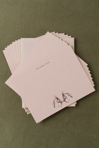 "Fancy Ponies" Foil Stamped "Thank You" Correspondence Cards in Soft Peach, Rose Gold, Baby Blue & Teal
