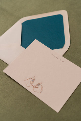 "Fancy Ponies" Foil Stamped "Thank You" Correspondence Cards in Soft Peach, Rose Gold, Baby Blue & Teal