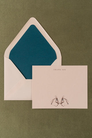 "Fancy Ponies" Foil Stamped "Thank You" Correspondence Cards in Soft Peach, Rose Gold, Baby Blue & Teal