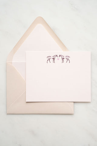 “Un Petit Bisou” Foil Stamped Correspondence Cards in Pale Pink and Metallic Pink Lavender
