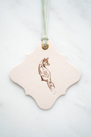 Set of 6 Fox Foil Stamped Gift Tags in Cream and Copper