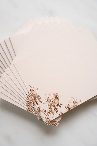 "Flowers & Horseshoes" Foil Stamped Correspondence Cards in Muted Sage and Cream