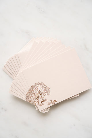 "Willow Shade" Foil Stamped Correspondence Cards in Muted Sage and Cream