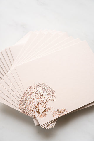 "Willow Shade" Foil Stamped Correspondence Cards in Muted Sage and Cream