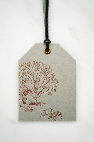 Set of 6 "Willow Shade" Foil Stamped Gift Tags in Muted Sage and Rose Gold