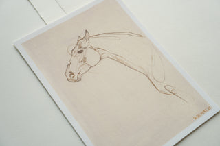 Photo of a print of a mixed media line drawing of a horse by equine artist Danielle Demers