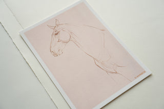 Photo of a print of a mixed media line drawing of a horse by equine artist Danielle Demers