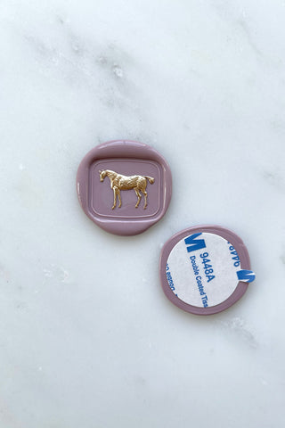 Set of 8 Standing Horse Wax Seals with Metallic Painted Detail