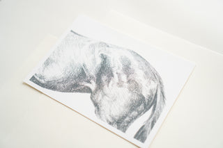 Photo of a print of a detailed graphite drawing of a horse by equine artist Danielle Demers