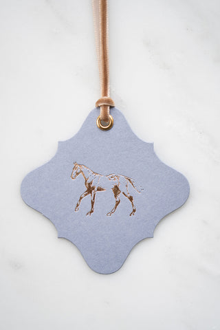 Set of 6 "A Good Horse – Cantering" Foil Stamped Gift Tags in Lavender and Cream