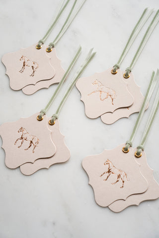 Set of 8 "A Good Horse" Foil Stamped Gift Tags in Cream and Copper