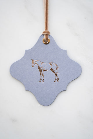 Set of 6 "A Good Horse – Standing" Foil Stamped Gift Tags in Lavender and Cream