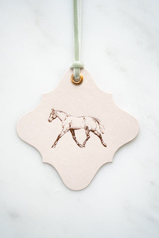 Set of 6 "A Good Horse – Trotting" Foil Stamped Gift Tags in Lavender and Cream