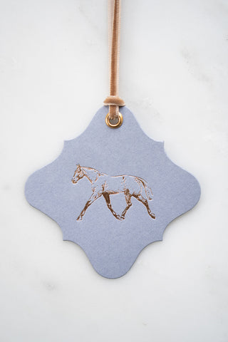 Set of 6 "A Good Horse – Trotting" Foil Stamped Gift Tags in Lavender and Cream