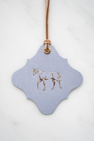 Set of 6 "A Good Horse – Walking" Foil Stamped Gift Tags in Lavender and Cream