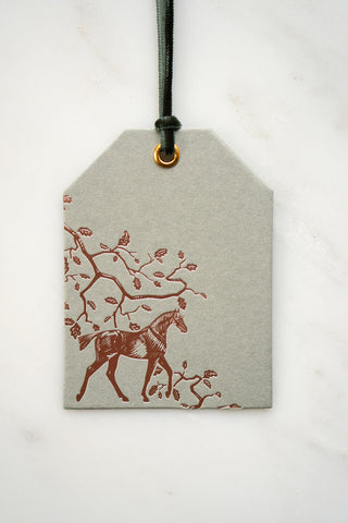 Set of 6 "Amongst the Oaks" Foil Stamped Gift Tags in Muted Sage and Rose Gold