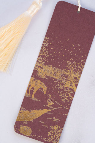 "Countryside Seasons: Winter" Foil Stamped Bookmark with Tassel – Plum, Gold, Cream
