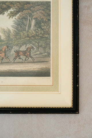 1829 Framed Antique English Engraving: "Mail Coach"