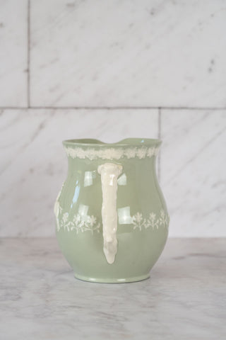 Vintage Copeland Spode England "Fortuna" Sage Green Pitcher with Cream Hunt Scene
