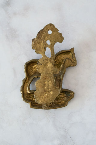 Antique English Cast Brass Suffolk Punch Horse Small Interior Door Knocker