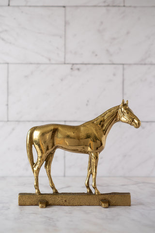 1949 Solid Brass Horse Doorstop by Virginia Metalcrafters