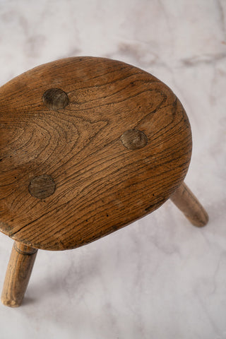 Primitive 19th C. Round Tripod Milking Stool