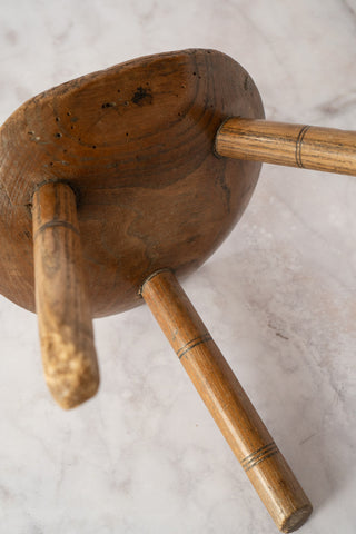 Primitive 19th C. Round Tripod Milking Stool