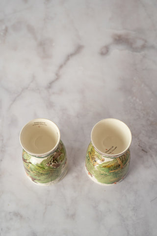 Pair of Wedgwood Etruria 1920s Goblets/Beakers Hand-Painted Transferware Hunt Scene