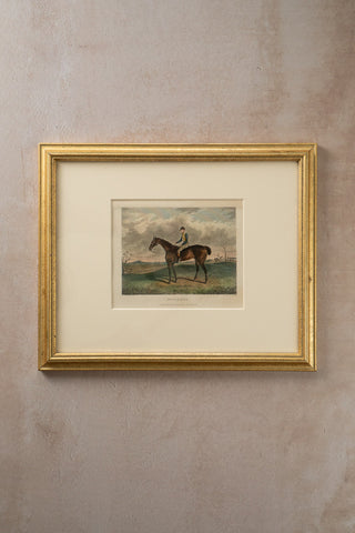 1831 Framed Hand-Colored Horse Engraving: "Moonraker"