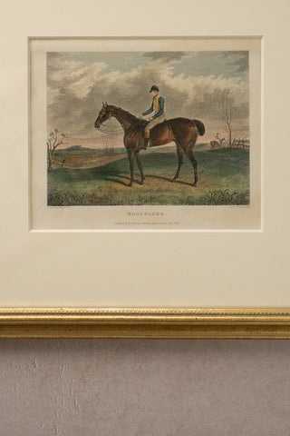 1831 Framed Hand-Colored Horse Engraving: "Moonraker"