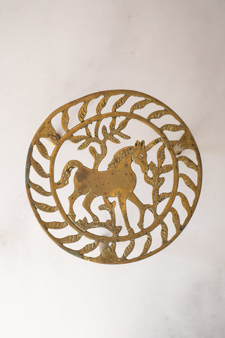 Vintage Brass Unicorn Trivet / Kettle Stand