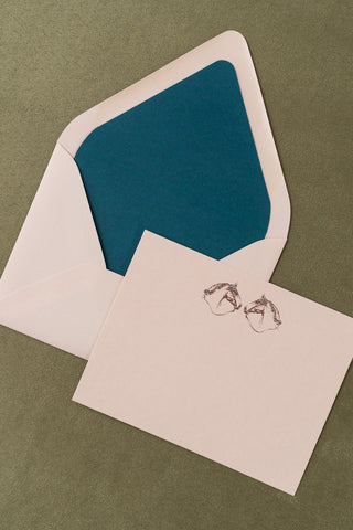 "Fancy Ponies" Foil Stamped Correspondence Cards in Soft Peach, Rose Gold, Baby Blue & Teal
