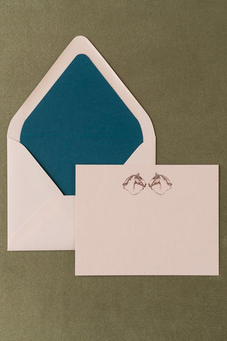 "Fancy Ponies" Foil Stamped Correspondence Cards in Soft Peach, Rose Gold, Baby Blue & Teal