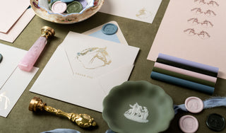 Foil stamped equestrian stationery collection featuring drawings of horses. Correspondence cards, wax seals and 'Thank You' cards designed by equine artist Danielle Demers