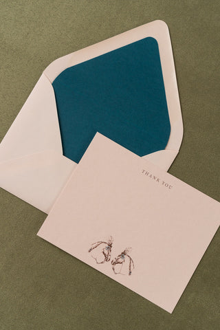 "Fancy Ponies" Foil Stamped "Thank You" Correspondence Cards in Soft Peach, Rose Gold, Baby Blue & Teal