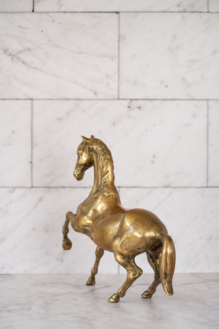 Large Mid-Century Vintage Brass Horse