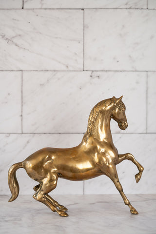 Large Mid-Century Vintage Brass Horse