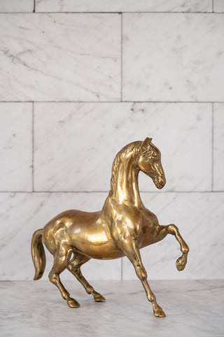 Large Mid-Century Vintage Brass Horse