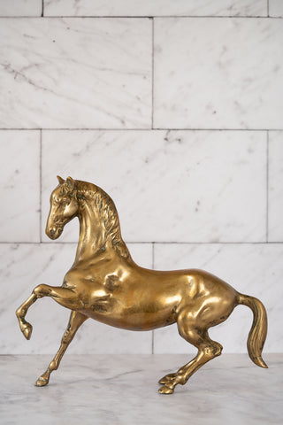 Large Mid-Century Vintage Brass Horse