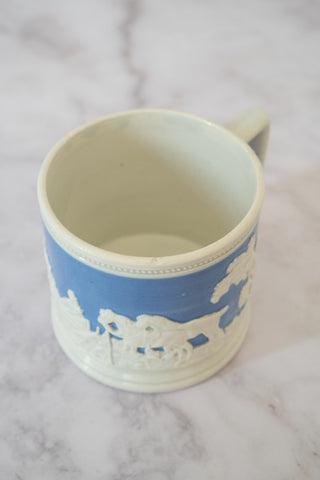 19th Century Blue and White Hunt Scene Mug