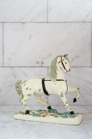 Early 20th Century Cast Metal Hand-Painted Horse Door Stop