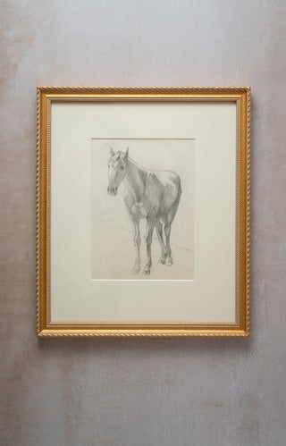 1900s Graphite Drawing of a Horse by Royal Doulton Artist Isabel Lewis – No. 1