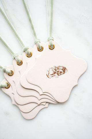 Set of 6 Fox Foil Stamped Gift Tags in Cream and Copper