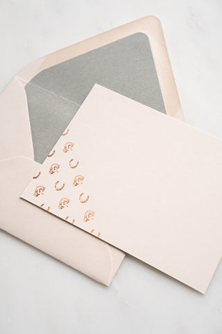 "Heirloom & Heritage" Foil Stamped Correspondence Cards in Muted Sage and Cream