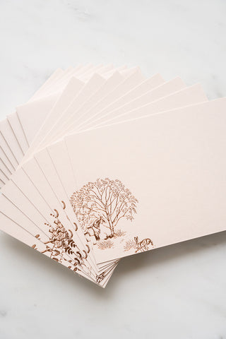 Boxed Set of 8 "Wanderlust Collection" Foil Stamped Correspondence Cards in Muted Sage and Cream
